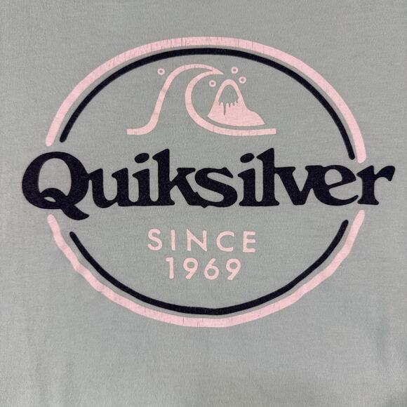 Quiksilver Wave Logo Surf Surfing T-Shirt Mint Green Vintage Style Size Large - Picture 4 of 7